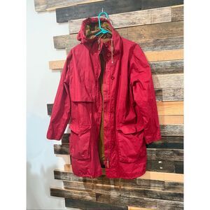 Gudrun Sjoden red coat jacket zip pockets boho lagenlook size Medium